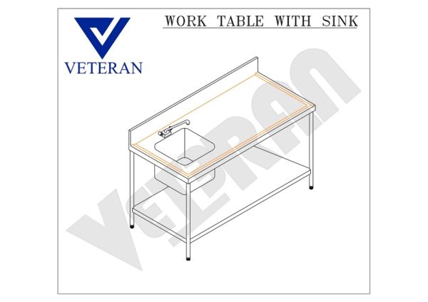 02 WORK TABLE WITH SINK VETERAN KITCHEN EQUIPMENT Model