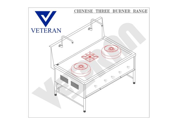 05 CHINESE THREE BURNER COOKING RANGE VETERAN KITCHEN EQUIPMENT Model