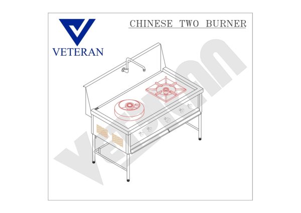 06 CHINESE TWO BURNER RANGE VETERAN KITCHEN EQUIPMENT Model