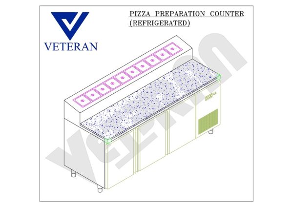 09 PIZZA PREPRATION COUNTER REFRIGERATED VETERAN KITCHEN EQUIPMENT Model