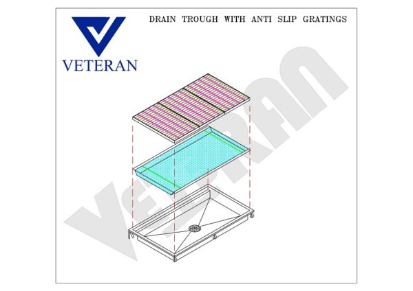 14 DRAIN TROUGH WITH STRAINER GRATINGS VETERAN KITCHEN EQUIPMENT Model