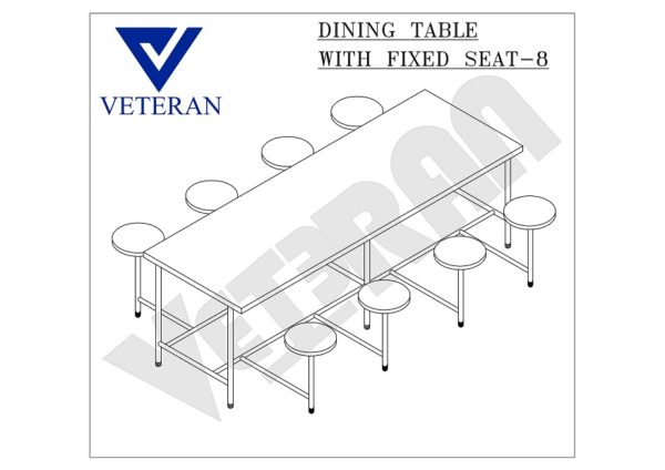 15 DINING TABLE WITH FIXED SEAT 8 VETERAN KITCHEN EQUIPMENT Model